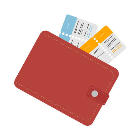 Red wallet with tickets for use in web designのイラスト素材