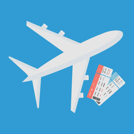 Plane and tickets for the design of a travel agencyのイラスト素材