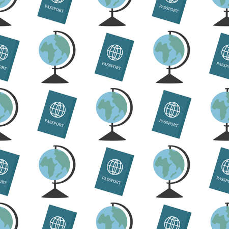Globe and passport template on white backgroundのイラスト素材