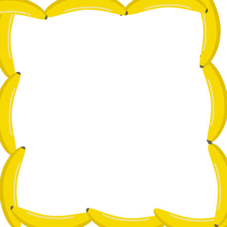 Banana frame on a white background for dessert menu designのイラスト素材