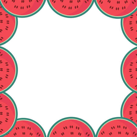 Watermelon slice frame on a white backgroundのイラスト素材