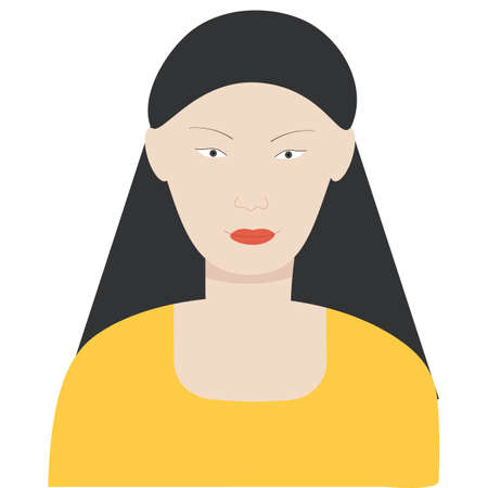 Portrait of an Asian woman on a white backgroundのイラスト素材