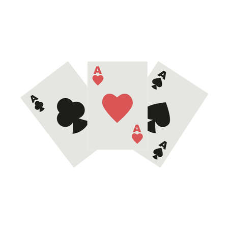 Three playing cards of different stripes on white backgroundのイラスト素材