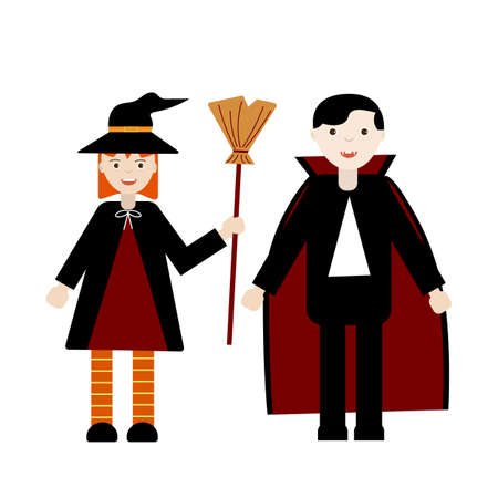 Vampire and Witch costumes for girls and boys for web designのイラスト素材
