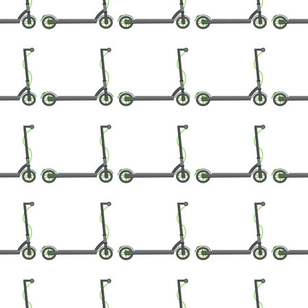 Pattern of electric scooter on white background. vector image for use in textile designのイラスト素材