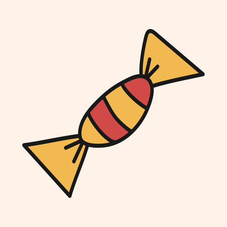 Candy in colored wrapper on beige background. Vector isolated image for use in website design or as printのイラスト素材