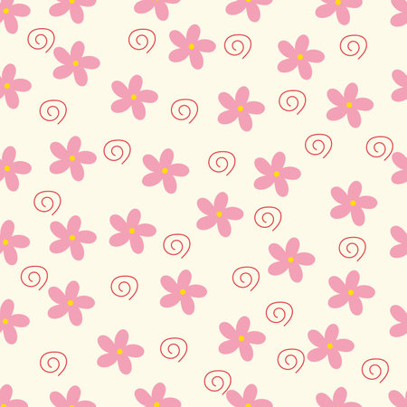 A pattern of pink daisies on a beige background. Vector isolated image for use in textiles or packagingのイラスト素材