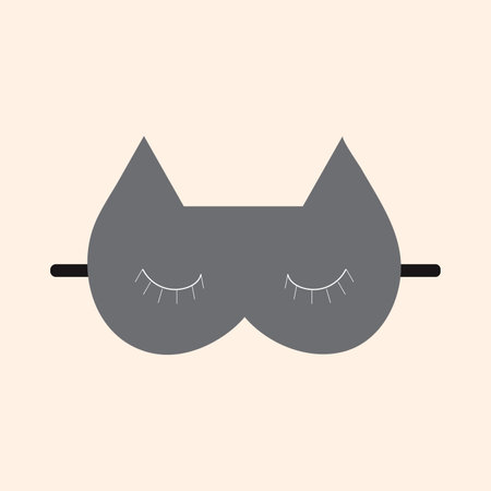 Black mask for sleeping in the form of cat. Vector isolated image for use in clipart or web designのイラスト素材