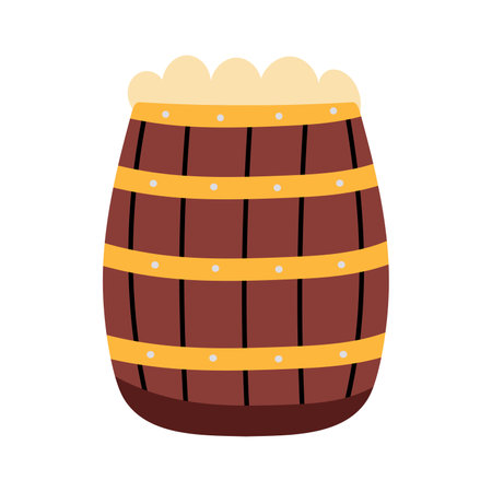 Barrel of beer with stump on white background. Vector isolated image for use in brewery or web designのイラスト素材