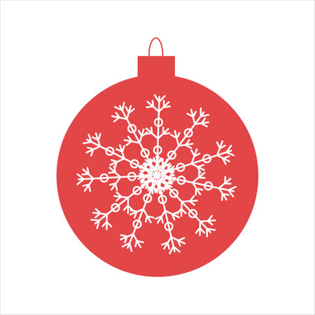 New Year's toy with snowflake on white background.Vector isolated image for Christmas designのイラスト素材