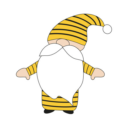 A dwarf with a beard and mustache in yellow. Vector isolated image for use in the design of a children's website or printのイラスト素材