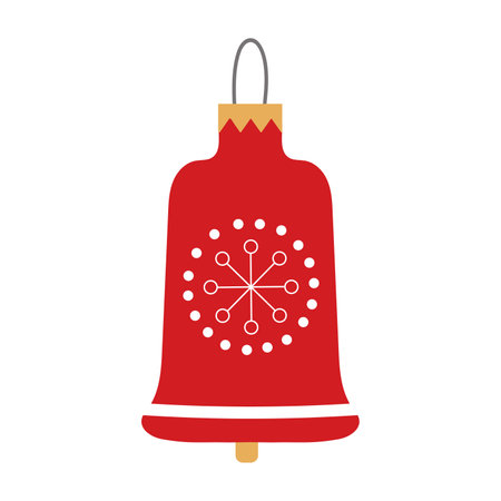 Red bell as decoration on Christmas treeのイラスト素材