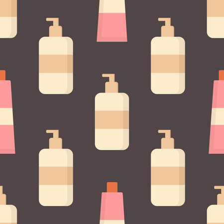 Pattern of flat cream dispenser and tube. Vector image for use in design of cosmetic website or packagingのイラスト素材