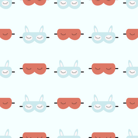 Pattern of blue and red sleep mask. Vector image for use in textiles or web designのイラスト素材