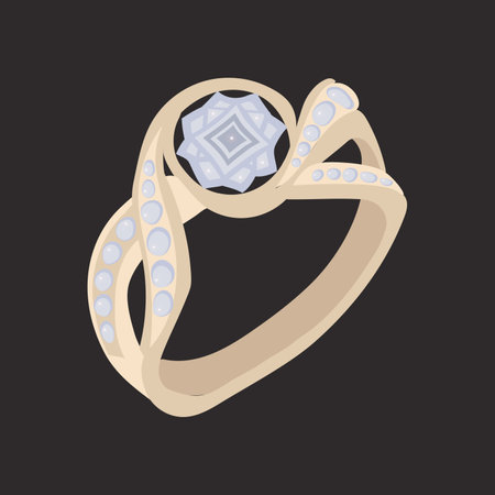Zlotoy ring with light stones on blackのイラスト素材