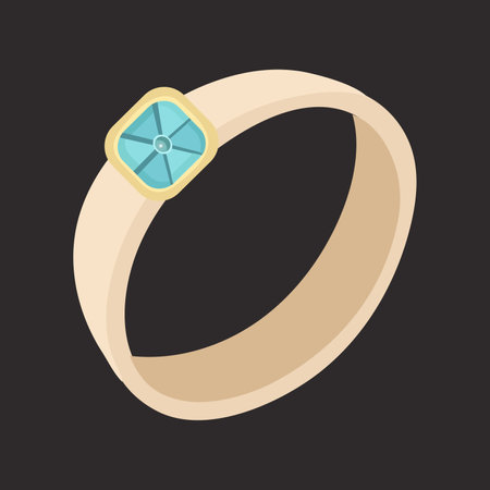Gold ring with green stone on blackのイラスト素材