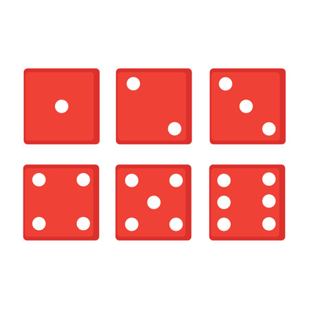 Six red dice on a white backgroundのイラスト素材