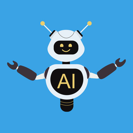 Robot with artificial intelligence on a blueのイラスト素材