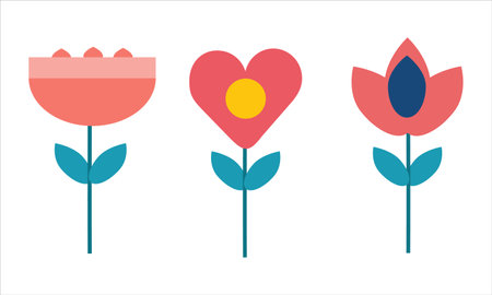 Explore three vibrant flower designs that are perfect for springthemed projects and beautiful artworkのイラスト素材