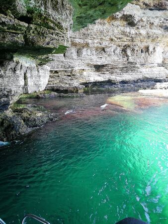 A collection of natural seascapes, mountain valleys, and lagoons without people.の写真素材