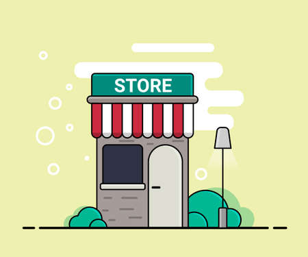 Exterior shop facade, vector illustration.のイラスト素材