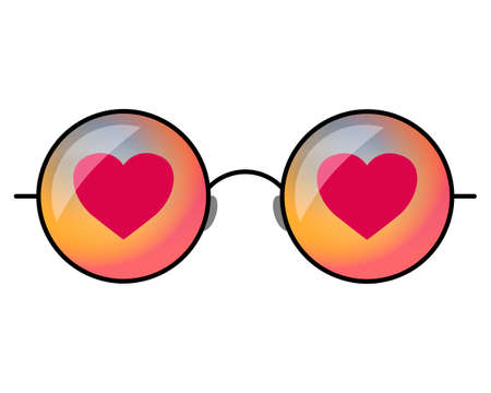 Happy Valentine's Day. Hipster sunglasses vector illustration with heart. Sunglasses with vivid...