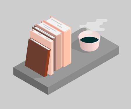 Vertical stack of colored books in isometric.education infographic template design with books pile.Set of book icons in flat design style.vector illustration of isolated layers in the background.のイラスト素材