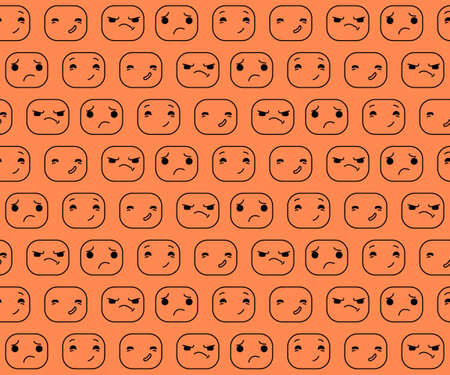 The pattern expression. Smilies pattern. Cartoon smiles. Cartoon characters vector illustration.のイラスト素材