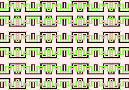 Vector geometric seamless pattern with colorful lines and squares.