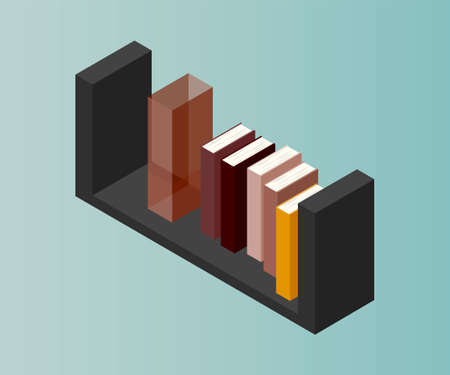 Bookcase vector isometric concept vector illustration-vektorgrafik. Office cupboard furniture.のイラスト素材