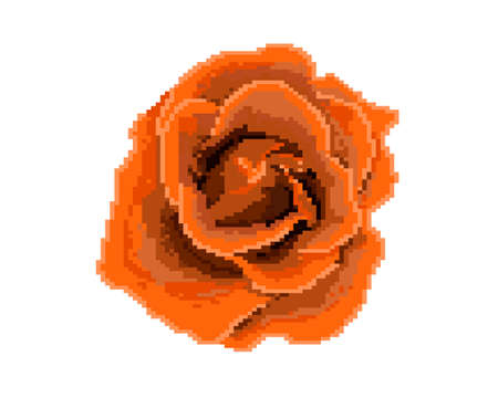 Rose icon. Pixel art. Logo of the flower shop.のイラスト素材