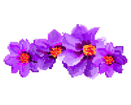 Pixel art of flowers illustration isolated on white background.のイラスト素材