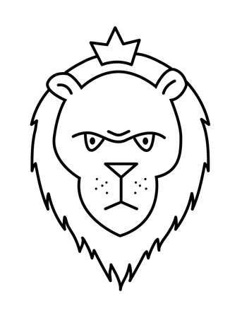 Linear vector illustration of a lion in cartoon styleのイラスト素材