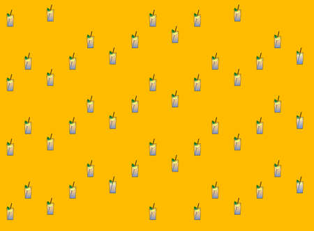 Shakes with fruit, ice and mint seamless pattern. Colorful alcohol icons.のイラスト素材