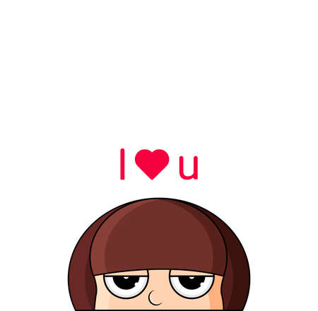 Head of cute girl in love. Smug expression. I love you.のイラスト素材