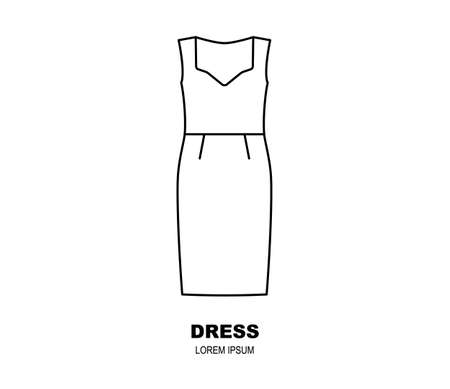 Midlde dress icon, clothing shop line logo. Fashion template.のイラスト素材