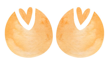 Watercolor orange and brown hearts on a white background. vector illustration.の写真素材