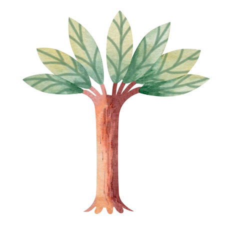 Watercolor tree isolated on white background. hand-drawn illustration.の写真素材