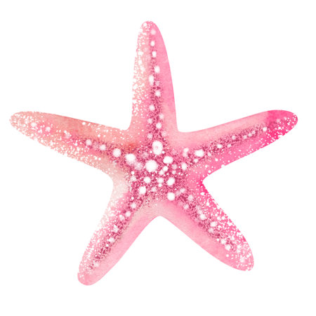 Starfish isolated on white background. Watercolor hand drawn illustration.の写真素材