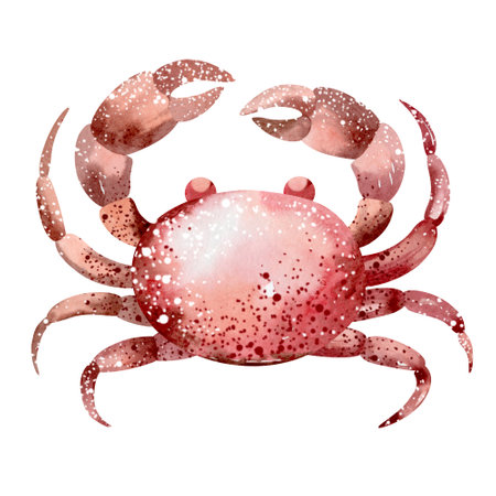 Watercolor hand drawn crab isolated on white background. Vector illustration.の写真素材