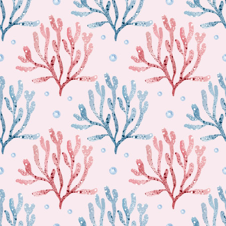 Seamless pattern with corals. Hand drawn vector illustration.の写真素材