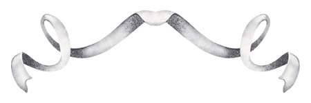Silver ribbon isolated on white background. Watercolor hand drawn illustration.の写真素材