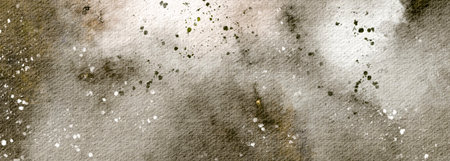Brown Watercolor Texture in Grunge Style. Earthy background of coffee and chocolate colors with stains and rough brushstrokes. Hand painted aged background in dark tones for brochures and posters.の写真素材
