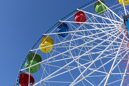 Ferris wheel, Sunny day, blue sky, attraction, entertainment, fun, ride, circle ,upの写真素材