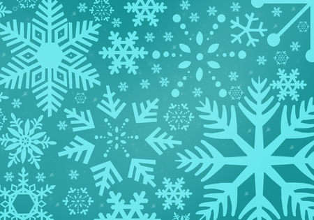  illustration, blue snowflakes on a turquoise background,の写真素材