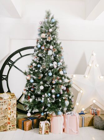 gifts, boxes Christmas tree, merry Christmasの写真素材