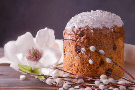 1 easter cake with magnolia flower, willow twigs,
