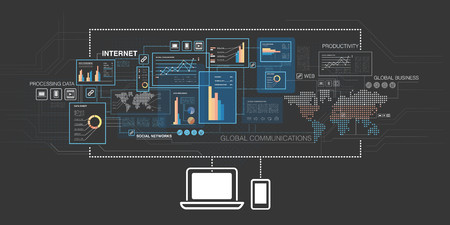 Online business and cloud computingのイラスト素材