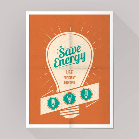 Save energy cfl lamps poster with bulbs icons set.のイラスト素材