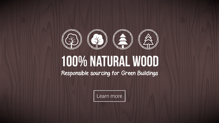 Natural wood banner with textured background and icons setのイラスト素材